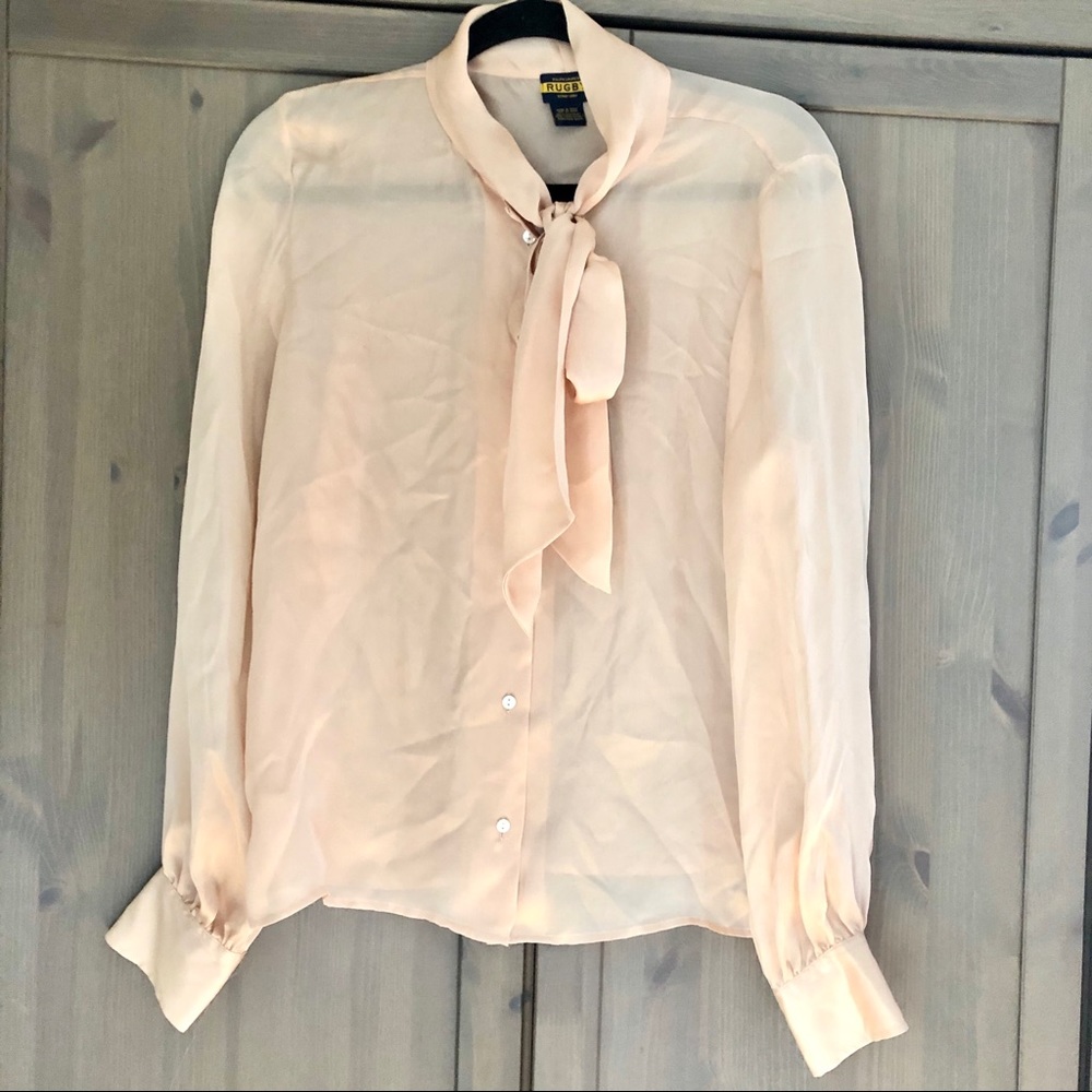 Ralph Lauren Silk Pussy Bow Pink Blouse